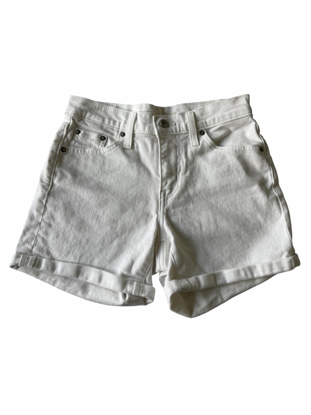 ✅ Levi's White Denim Mid Length Cuffed Women's Shorts size 26